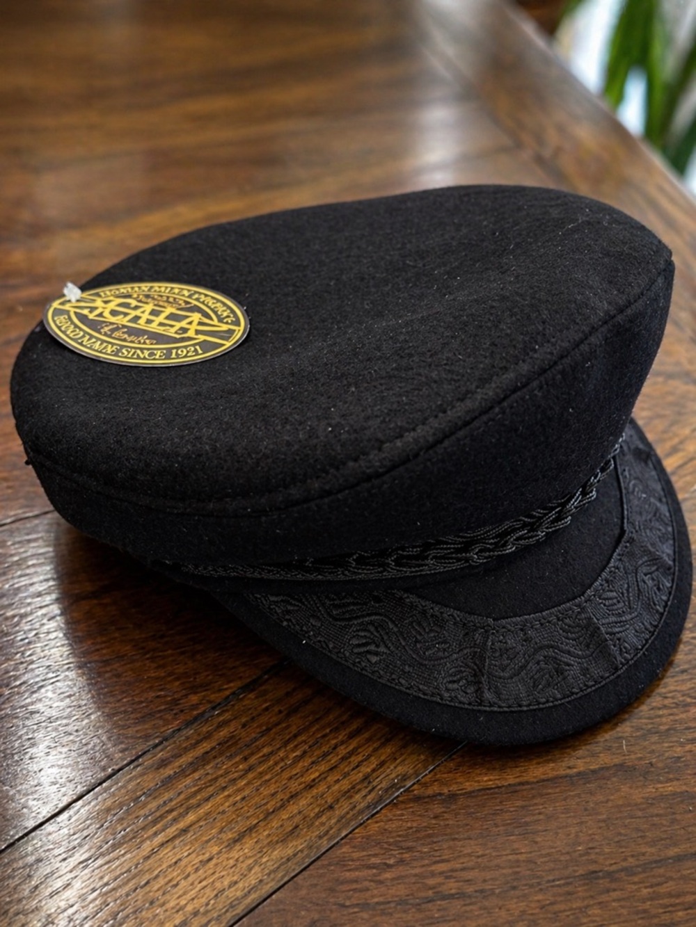 Dorfman Pacific Scala Breton Fisherman Cap Black Wool 6 7/8 NWT - Picture 2 of 6